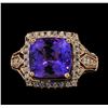 Image 2 : 5.91 ctw Tanzanite and Diamond Ring - 14KT Rose Gold