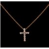 Image 1 : 0.30 ctw Diamond Cross Pendant With Chain - 14KT Rose Gold