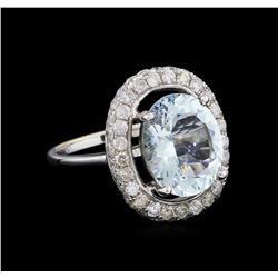 3.73 ctw Aquamarine And Diamond Ring - 14KT White Gold