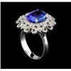 Image 4 : 4.13 ctw Tanzanite and Diamond Ring - 14KT White Gold
