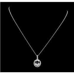 3.67 ctw Aquamarine and Diamond Pendant With Chain - 14KT White Gold