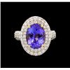 Image 2 : 14KT Two-Tone Gold 5.40 ctw Tanzanite and Diamond Ring