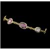 Image 2 : 12.52 ctw Multi-Color Sapphire Bracelet - 18KT Yellow Gold