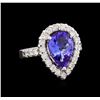 Image 1 : 3.10 ctw Tanzanite and Diamond Ring - 14KT White Gold