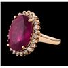 Image 1 : 12.95 ctw Ruby and Diamond Ring - 14KT Rose Gold