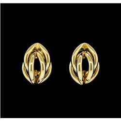 Braided Shell Shaped Post Earrings - Gold Plated