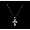 Image 1 : 1.32 ctw Diamond Cross Pendant With Chain - 14KT White Gold