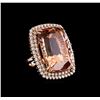 Image 1 : GIA Cert 60.22 ctw Morganite and Diamond Ring - 14KT Rose Gold