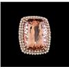 Image 2 : GIA Cert 60.22 ctw Morganite and Diamond Ring - 14KT Rose Gold