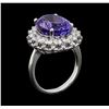 Image 4 : GIA Cert 12.06 ctw Tanzanite and Diamond Ring - 14KT White Gold