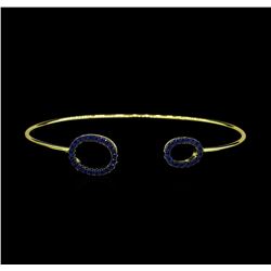 Sapphire and CZ Double Oval Bangle Bracelet - Gold Plated