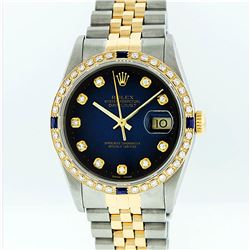 Rolex Two-Tone Diamond Blue Vignette and Sapphire DateJust Men's Watch