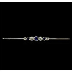 1.12 ctw Sapphire and Diamond Brooch - 14KT Yellow Gold