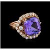 Image 1 : 10.21 ctw Tanzanite and Diamond Ring - 14KT Rose Gold