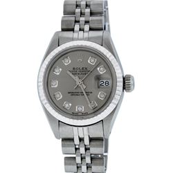 Rolex Stainless Steel Diamond DateJust Ladies Watch