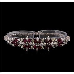 3.96 ctw Ruby and Diamond Bracelet - 18KT White Gold