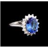 Image 1 : 5.04 ctw Tanzanite and Diamond Ring - 14KT White Gold