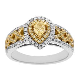 0.75 ctw Yellow and White Diamond Ring - 14KT White and Yellow Gold