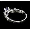Image 3 : 1.00 ctw Sapphire and Diamond Ring - 18KT White Gold