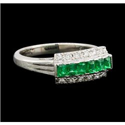 0.43 ctw Emerald and Diamond Ring - Platinum