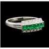 Image 1 : 0.43 ctw Emerald and Diamond Ring - Platinum