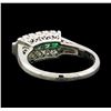 Image 3 : 0.43 ctw Emerald and Diamond Ring - Platinum