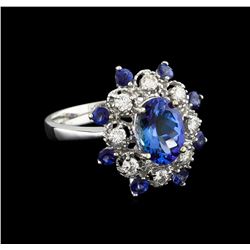 14KT White Gold 3.09 ctw Tanzanite and Diamond Ring