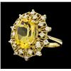 Image 1 : 5.62 ctw Citrine Quartz  and Diamond Ring - 14KT Yellow  Gold