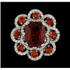 Image 2 : 3.89 ctw Red Spinel, Garnet and Diamond Ring - 14KT White Gold