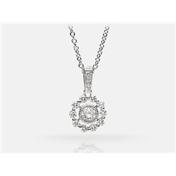 Diamond Flower Pendant With Chain - 14KT White Gold