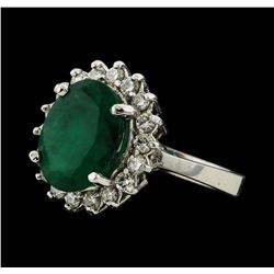 3.75 ctw Emerald and Diamond Ring - 14KT White Gold