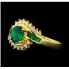 Image 1 : 1.00 ctw Emerald and Diamond Ring - 14KT Yellow Gold