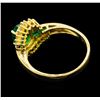 Image 3 : 1.00 ctw Emerald and Diamond Ring - 14KT Yellow Gold