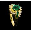 Image 4 : 1.00 ctw Emerald and Diamond Ring - 14KT Yellow Gold