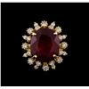 Image 2 : 10.98 ctw Ruby and Diamond Ring - 14KT Yellow Gold