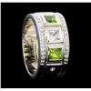 Image 4 : Crayola 0.90 ctw Peridot and White Sapphire Ring - .925 Silver