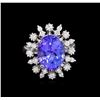 Image 2 : 6.25 ctw Tanzanite and Diamond Ring - 14KT White Gold