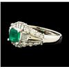 Image 1 : 0.43 ctw Emerald and Diamond Ring - Platinum