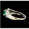 Image 3 : 0.43 ctw Emerald and Diamond Ring - Platinum