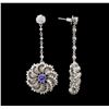 Image 2 : 1.21 ctw Tanzanite And Diamond Earrings - 14KT White Gold