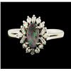 Image 2 : 0.62 ctw Black Opal and Diamond Ring - Platinum
