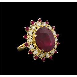 14.37 ctw Ruby and Diamond Ring - 14KT Yellow Gold