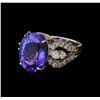 Image 1 : 11.24 ctw Tanzanite and Diamond Ring - 14KT White Gold