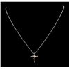 Image 1 : 0.15 ctw Diamond Cross Pendant with Chain - 14KT White Gold and Rose Gold Platin