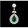 Image 1 : 3.61 ctw Emerald And Diamond Pendant - 18KT Yellow Gold with Rhoidum Plating