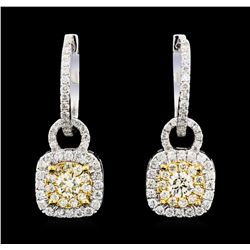 1.17 ctw Diamond Earrings - 14KT White And Yellow Gold