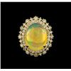 Image 2 : 12.07 ctw Opal and Diamond Ring - 14KT Yellow Gold