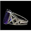 Image 3 : 13.27 ctw Tanzanite and Diamond Ring - 14KT White Gold