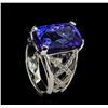 Image 4 : 13.27 ctw Tanzanite and Diamond Ring - 14KT White Gold