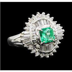 0.58 ctw Emerald and Diamond Ring - Platinum